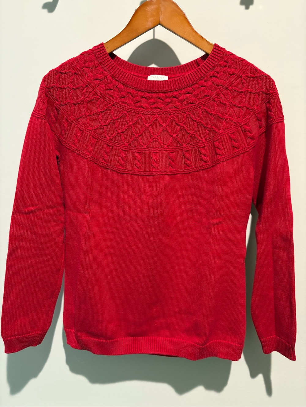 Talbots Classic Cable Crewneck Sweater - Red